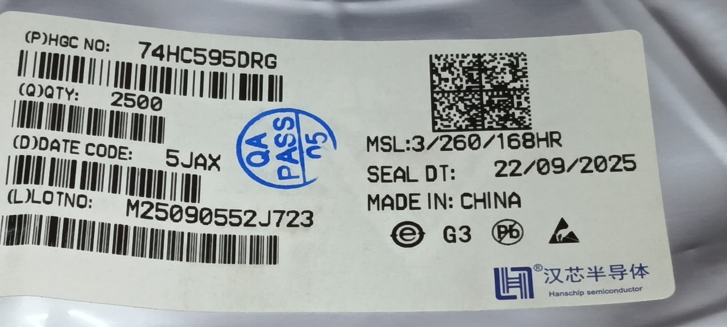 74HC595DRG SOP-16 SMD HANSCHIP Shift Register 74595 ETD11432