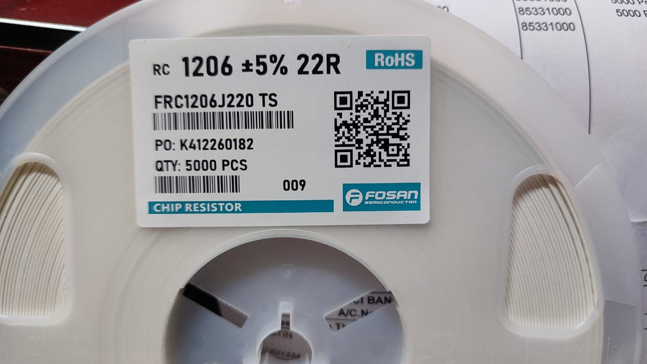 22 OHM 1206 SMD RESISTOR 0.25W Tolerance 5% 22E 22R ET9005
