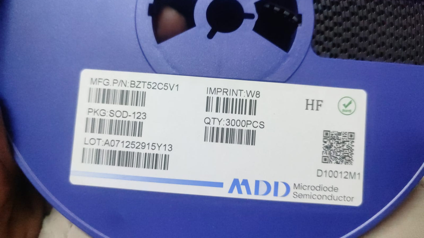BZT52C5V1 W8 SOD123 5.1V Zener Diode 5V1 SMD ET9225