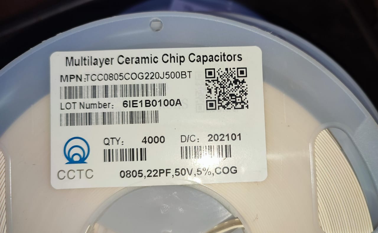 22pF 50V 0805 SMD Ceramic Capacitor Tolerance 5% cctc ET9179