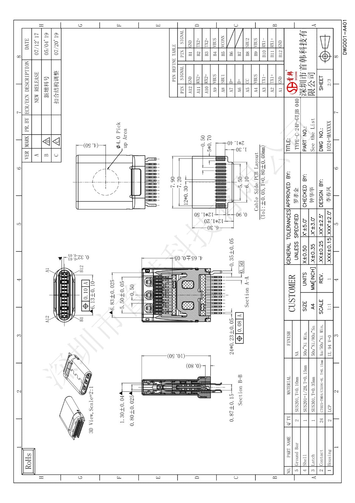 TYPE-C 24P-GTJB 040 SMD SHOU HAN USB 3.1 1 24P Type-C SMD USB ETD11443