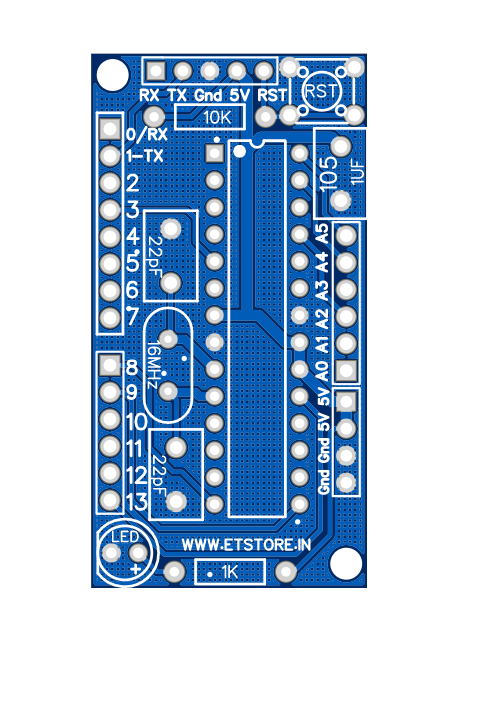 ATMEGA328 OR ATMEGA8 BREAKOUT BOARD PCB  WITH COMPONENTS UNSOLDERED DIY ET5676