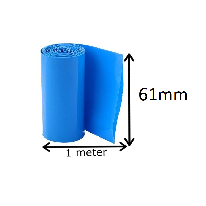 BLUE 61mm PVC Shrinkable TUBE for Battery Packaging 1meter ET2018