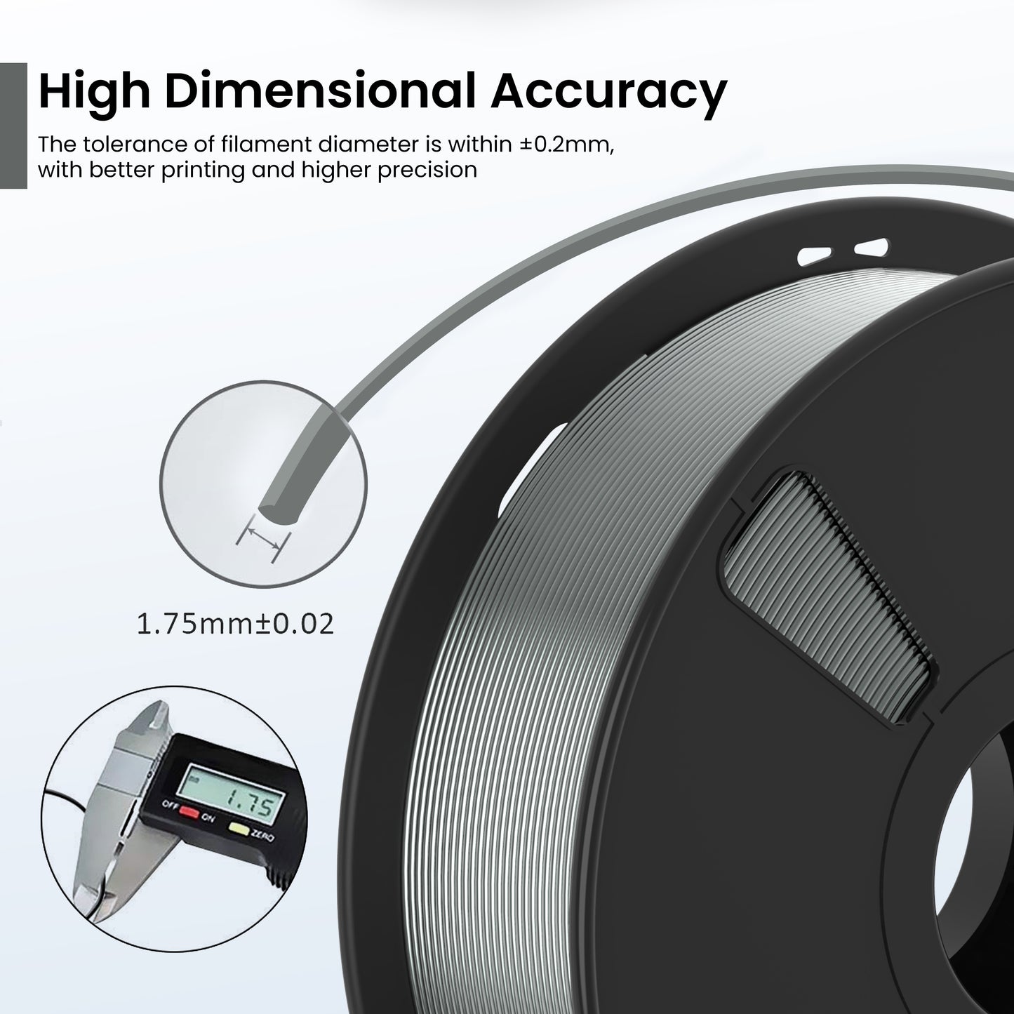 SILVER Color PLA+ filament 1.75mm 1kg 3d printer ET7232
