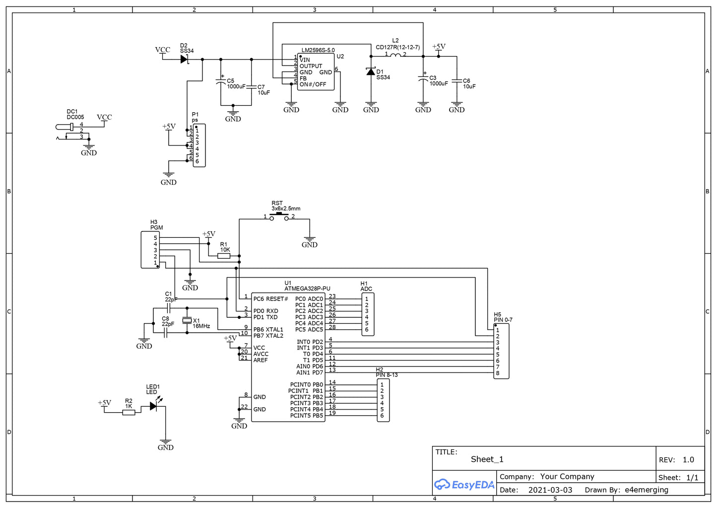 ATMEGA328 OR ATMEGA8 WITH LM2596 BOARD PCB ET9583