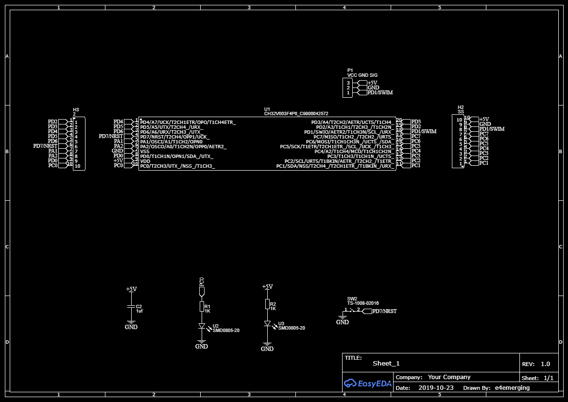 PCB FOR CH32V006F8P6 / CH32V003F4P6 WCH RISC Micro controller ETH6827