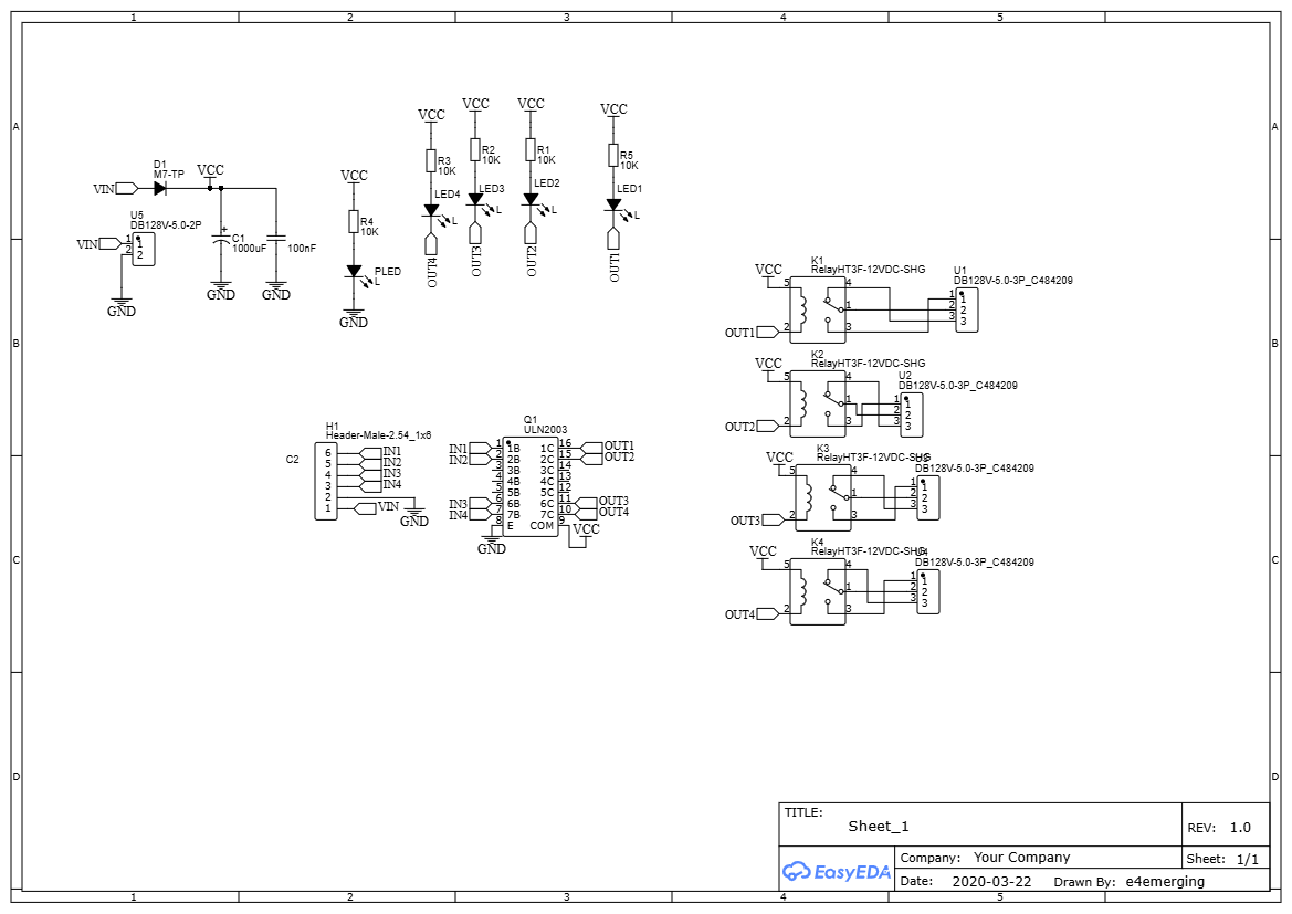 PCB FOR 4 channel 5v or 12v High trigger RELAY MODULE 4CH ET7265