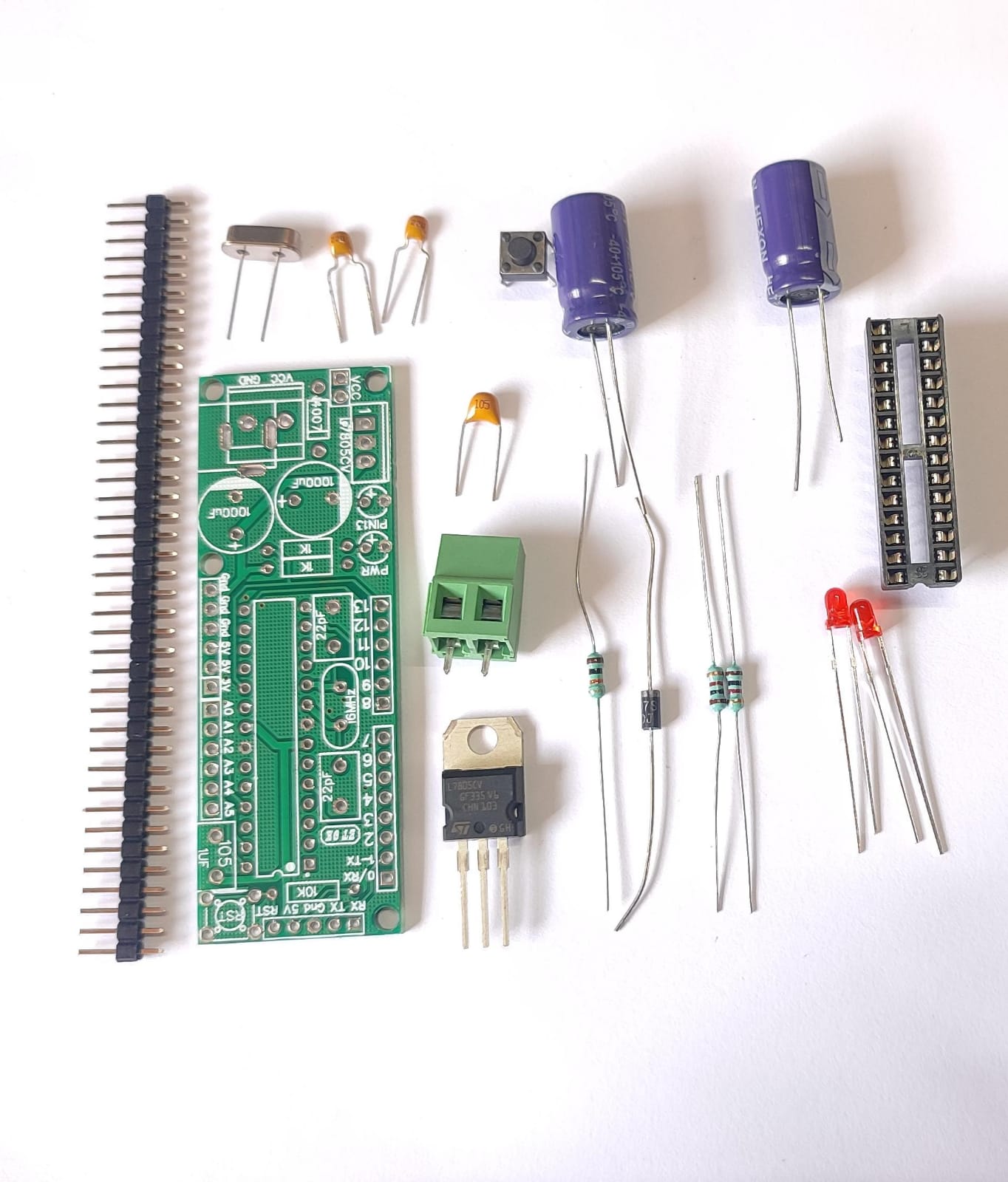 ATMEGA328 OR ATMEGA8 BREAKOUT BOARD PCB WITH 7-12V INPUT SUPPORT DIY KIT ET10758