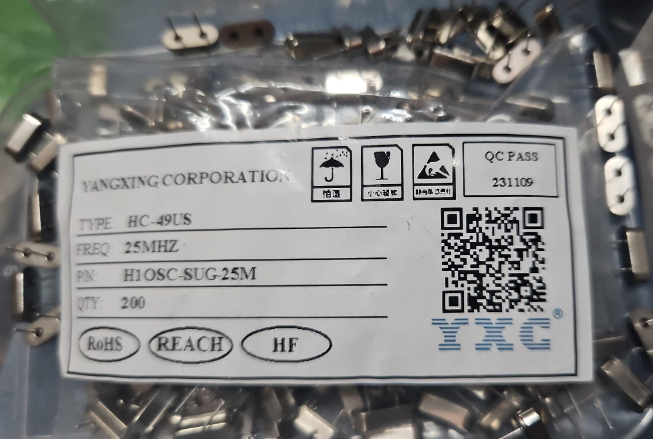 25MHz Crystal HC-49US YXC 25 mhz ETH6833