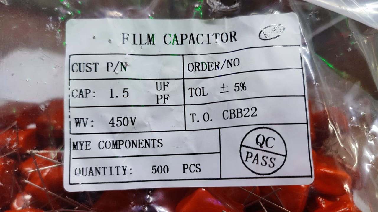 1.5UF 450V 155J450V Polyester Film Capacitor 15MM PITCH ET11231