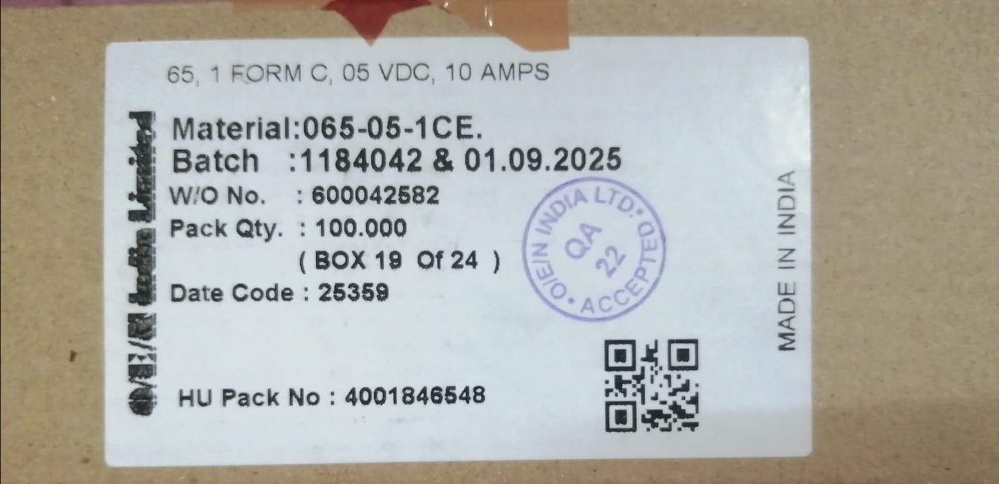 5V 10A RELAY OEN  SPDT DC 65-05-1CE  ET11243