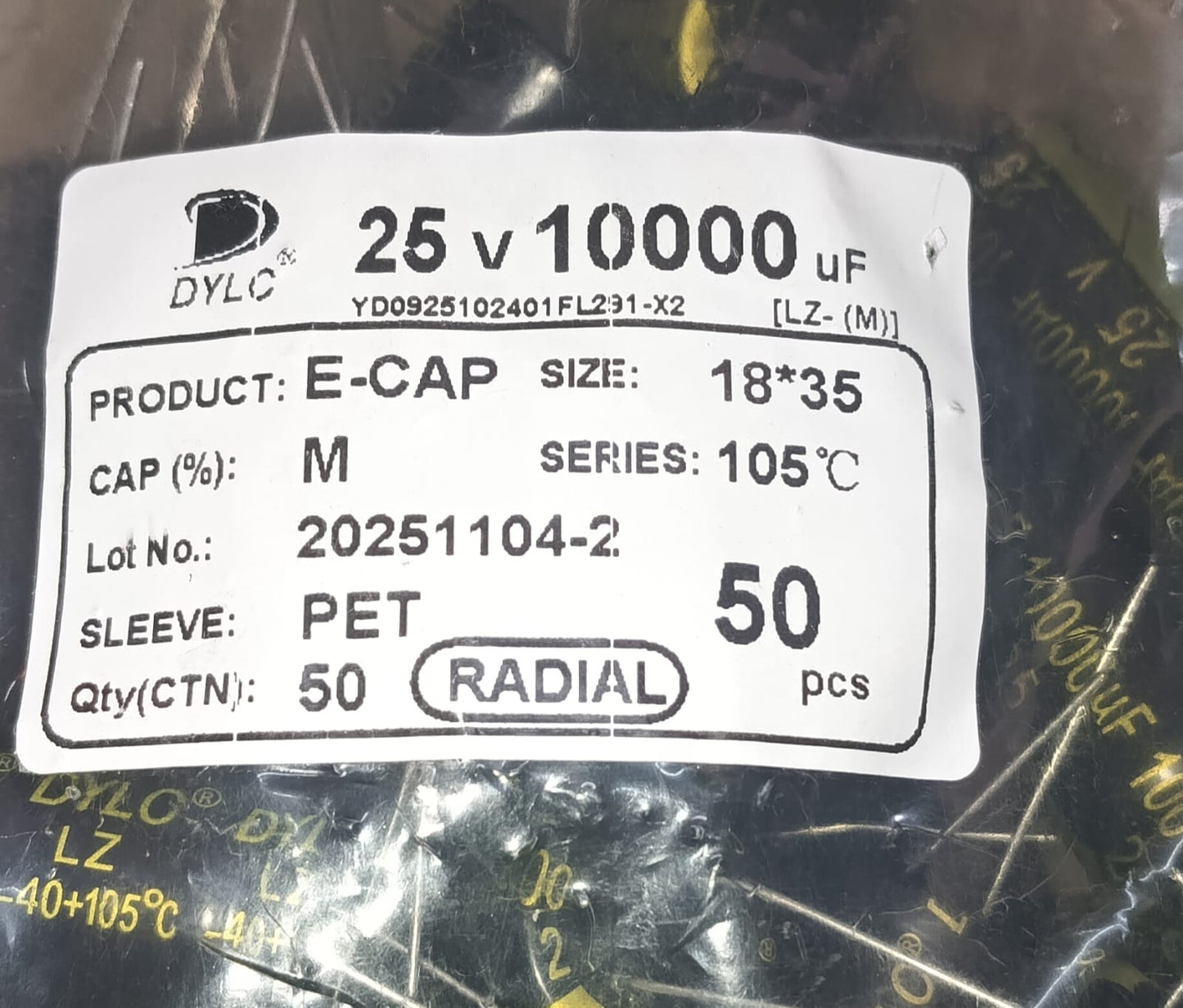 10000uF 25V DYLC  18x35MM Electrolytic Capacitor 105C ETE9923