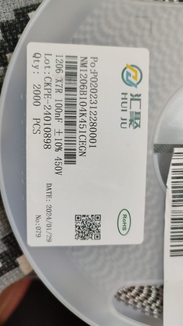 100nF 450V 1206 NM1206B104K451CEGN Capacitor X7R 10% 0.1UF 104 MLCC SMD ETA2102