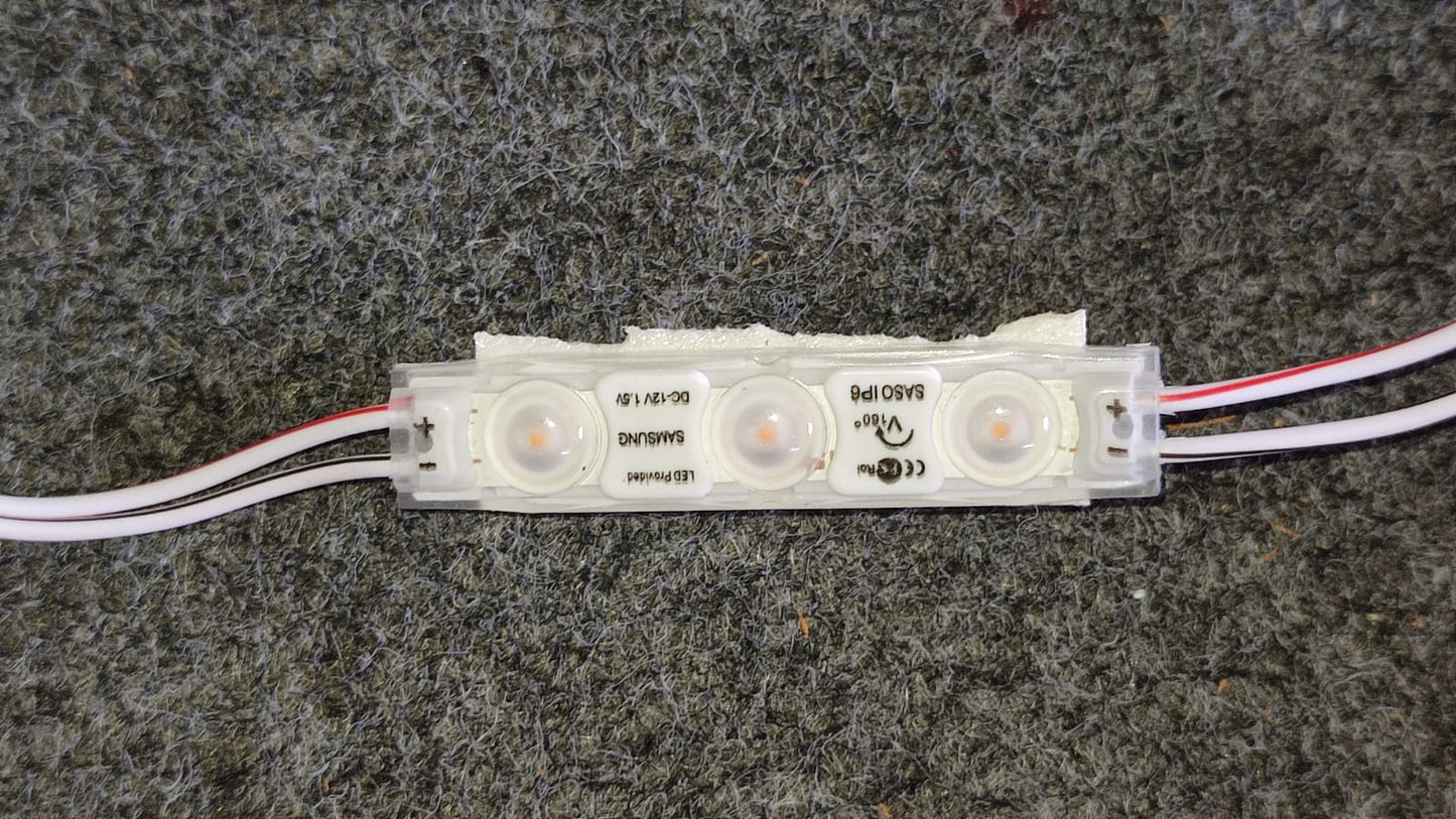 Warm white 3 LED MODULE Strips 12V Waterproof 1.5W 70x15MM ET7118