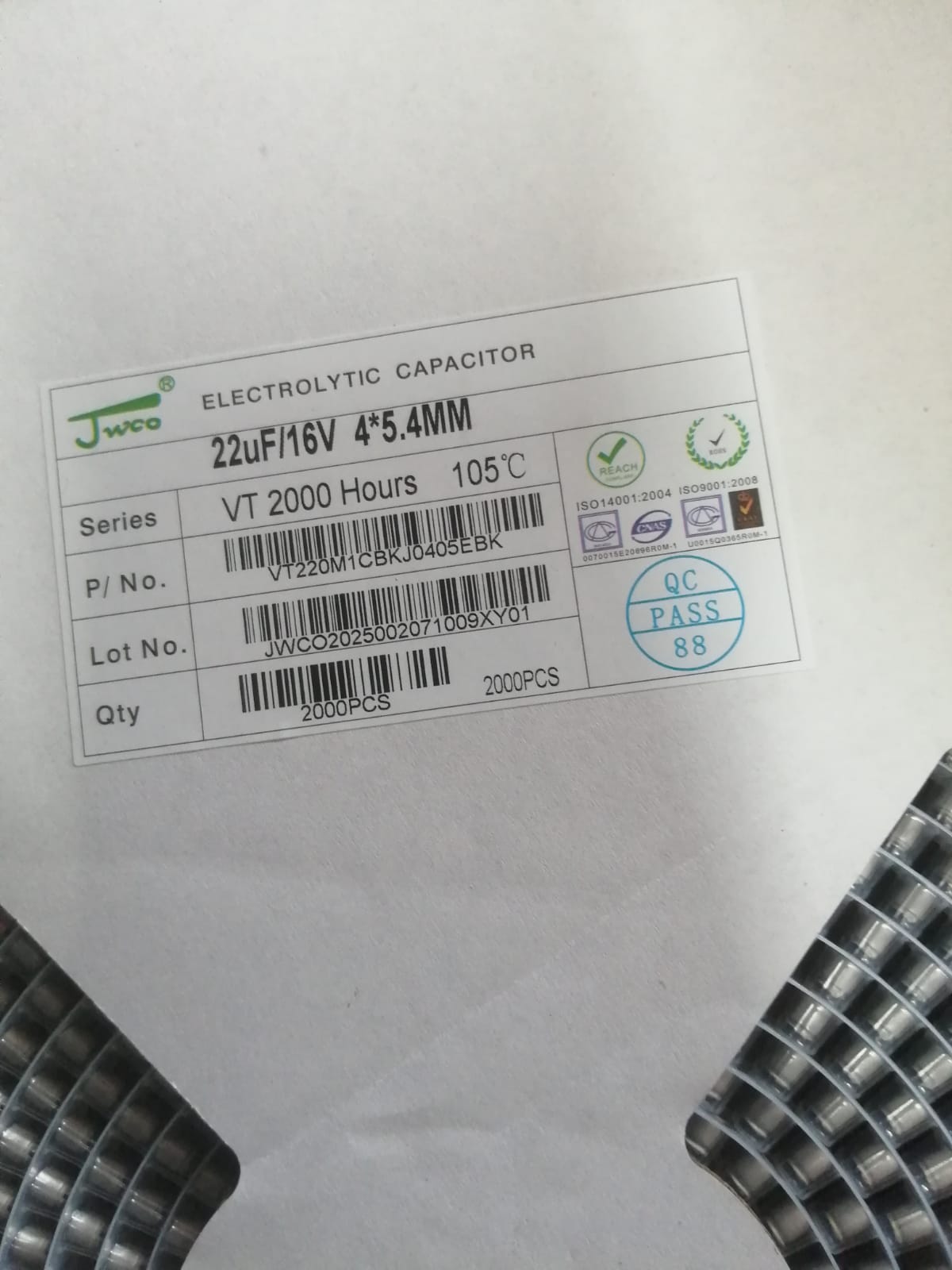 22uf 16V 4x5.4mm JWCO Aluminum Electrolytic Capacitors SMD ETA2569