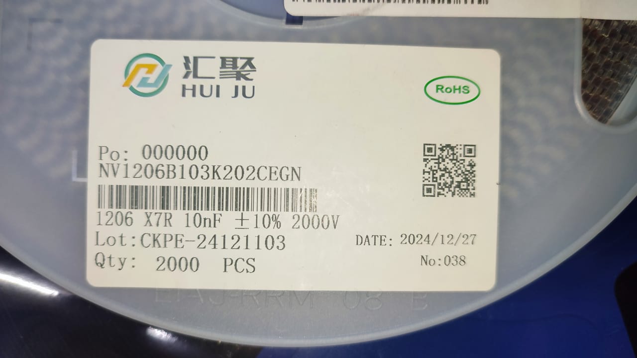10nF 2kV 1206 SMD Ceramic Capacitor 10% 2000V NV1206B103K202CEGN ET7705