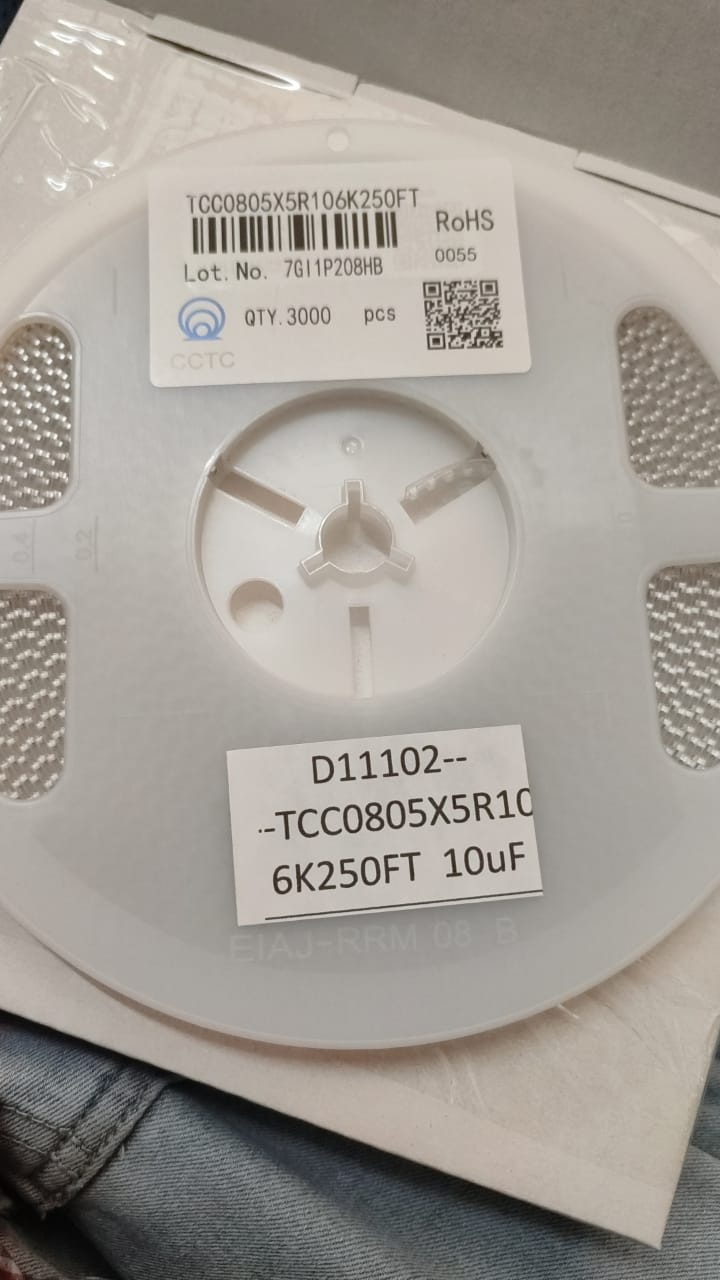 10uF 25V 0805 CAPACITOR TCC0805X5R106K250FT X5R ±10% MLCC SMD SMT CCTC ETD11102