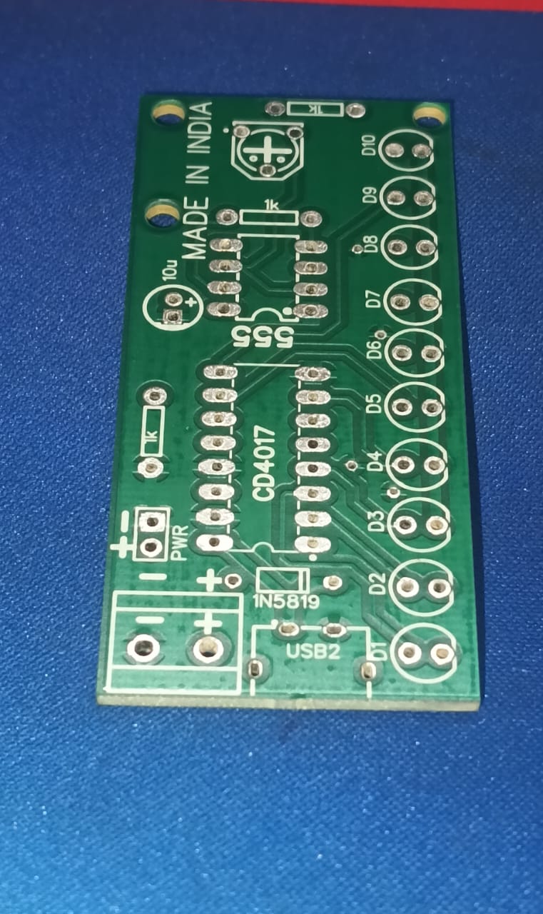 PCB FOR 10 Channel Running Light CHASER 5-12V 10Channel 555 and 4017 ETH6810