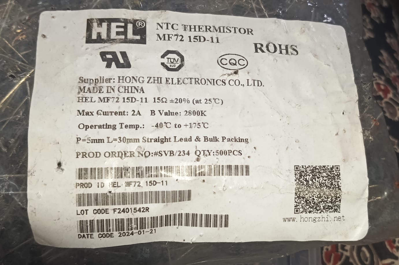 15D-11  NTC thermistor 15 OHM HEL 15D11 ETE9893