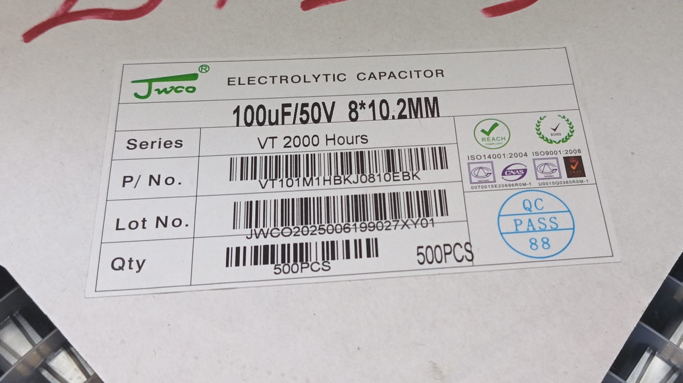 100uF 50V SMD 8x10.2MM JWCO Aluminum Electrolytic Capacitors ETA2425