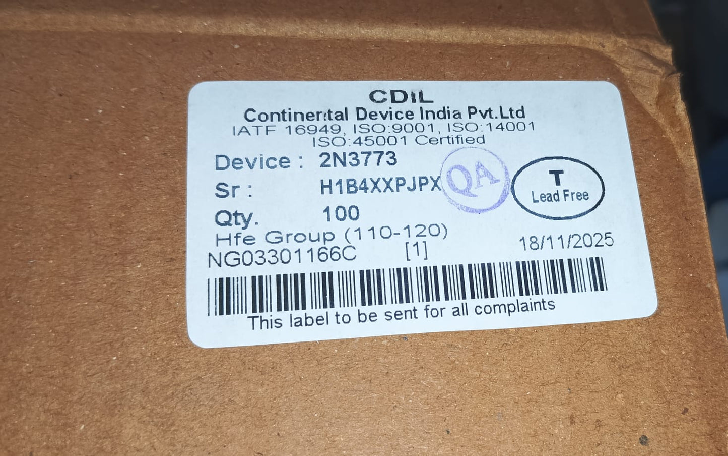 2N3773 CDIL NPN POWER transistor 3773 ETA2663