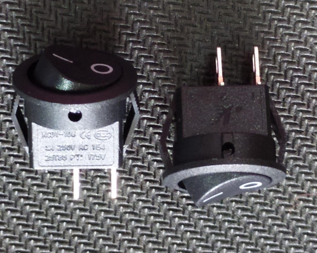 BLACK Mini Round Rocker Switch 3A 250V AC SPST ON-OFF KCD1 ET7482 ...
