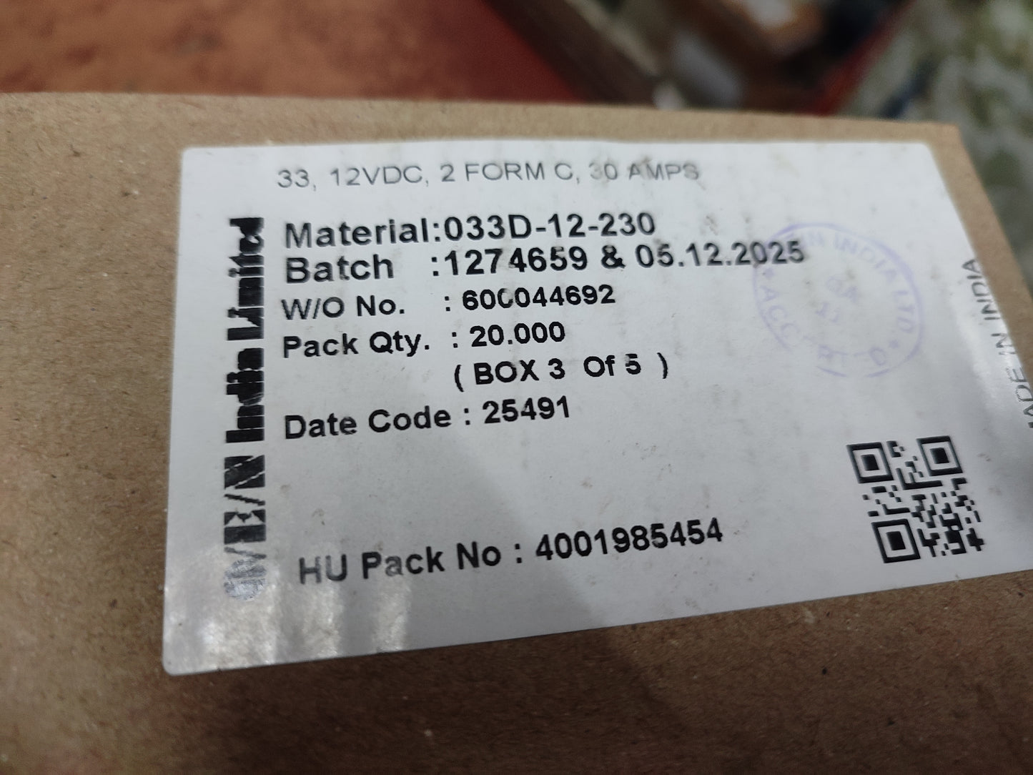 33D-12-230 30A RELAY OEN 12V DC DPDT ET10880