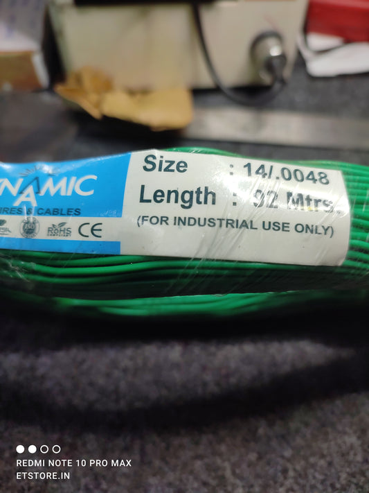 92 meter GREEN Multistrand Wire GAUGE 14/.0048 1A ET10968